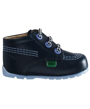 Kickers Hi B Core Lace-Up Blue Smooth Leather Kids Boots 1_13114