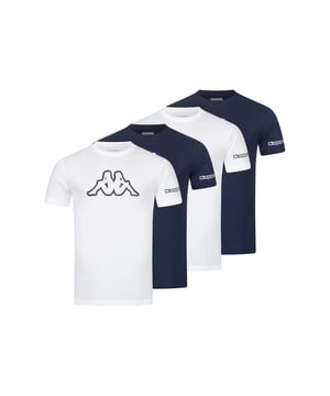 Kappa 4er Set T-Shirt LOGO, Logo in Weiß auf Brusthöhe, Regular Fit (locker und lässiger Schnitt), Rundhals, 100% Baumwolle, Pflegehinweis Maschinenwäsche bei 30°C