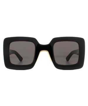 Gucci Sunglasses GG0780S 005 Black Grey have a thick acetate square style frame with adjustable nose pads and the iconic interlocking GG logo on the temples.