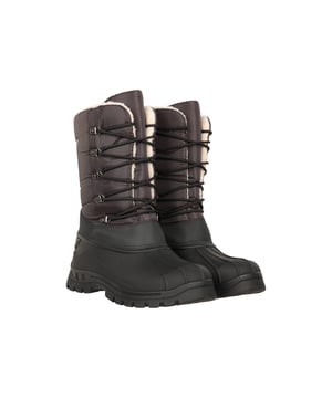 Upper: Durable, Synthetic, Water Resistant. Lining: Borg, Sherpa, Soft. Insole: Cushioned, EVA. Outsole: Gripped, TPR. Fabric Technology: Breathable, Lightweight, Waterproof Membrane. Flat Heel. Cut: Mid Calf. Design: Contrast. Toe Style: Round. Fastening: D-Ring, Lace Up.