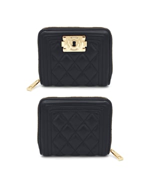 zipped Quilted Wallet - Inside zipped Wallet - Card Holders - Inner compartments - Golden Loop - Logoed ATELIERS SAINT GERMAIN - Quilted Leather Finishing