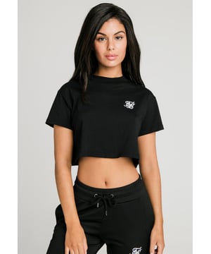 inchThe Black Essential Retro Box Fit Crop TShirt in Black is a new addition to the Women's SS-20 Collection. Pair this tee with any of the SikSilk Women's Zonal Track Pants to create a fashionable look!Breathable cotton fabricCrew neckEmbroidered SikSilk logoCropped lengthMachine wash100% Cotton inch