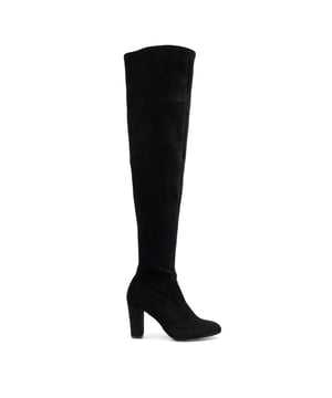 The understated appeal of our Samira over-the-knee boots will transcend through seasons. They're crafted in-house with stretchy faux suede and are detailed with a timeless almond toe, all whilst stacked on a mid-block heel that elongates the leg. What's more, this minimalist style can be worn around the clock, too.