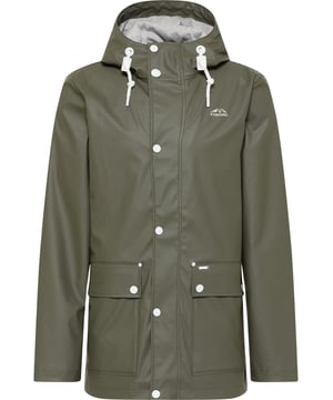 Die sportliche Regenjacke von ICEBOUND liefert auch bei schlechtem Wetter volle Outdoor-Performance. Grund dafür ist das beschichtete Material mit komplett versiegelten Nähten, was die Jacken wind- und wasserdicht macht. Die sportliche, etwas längere Form und die breite Kapuze mit Tunnelzug und Kordel bieten zusätzlichen Regenschutz. Auch die Druckknopfleiste über dem Reißverschluss sowie die geräumigen Pattentaschen optimieren die Jacke in puncto Wetterfestigkeit. Ein angenehmes Tragegefühl erzeugt das weiche Jersey-Innenfutter. Der labeltypische Eisberg auf der Brust steht sinnbildlich für funktionales Outdoor-Design.  Regenjacke