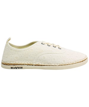 Zapatos de mujer Seavees Sorrento con cordones de lona blanca SORRENTO_AF_SAND_COTTON
