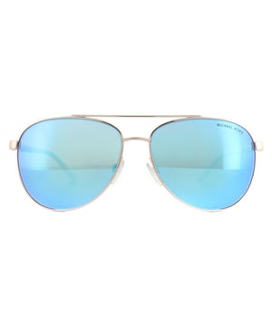 Las gafas de sol Michael Kors HVAR 5007 104525 Rose Gold White Blue Mirror son un excelente estilo aviador moderno con un fino puente doble y patillas de acetato liso con el logotipo de Michael Kors grabado.