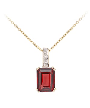 9K (375) Yellow Gold: 1.13gr; # Diamond: 0.02ct; # Garnet: 2.01ct