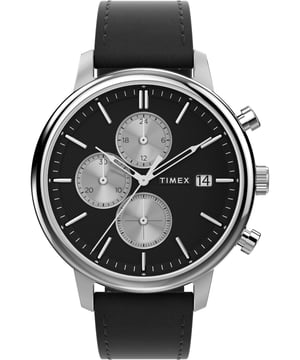 Dit Timex Chicago Chrono Chronograaf Horloge voor Heren is het perfecte sieraad om te dragen of cadeau te geven. De zilveren 45 mm ronde kast in combinatie met de comfortabele zwarte leren horlogeband zorgt ervoor dat je van dit verbluffende horloge kunt genieten zonder enige compromissen. Aangedreven door een hoogwaardig kwartzuurmechanisme en waterbestendig tot 5 bar, blijft je horloge tikken. Geïnspireerd door de karaktervolle architecturale en culturele taal van Chicago, van de moderne wolkenkrabbers tot het historische stadsbeeld, is onze Chicago-collectie zowel sterk als verfijnd. Dit chronografische horloge heeft een kalenderfunctie: datum, stopwatch en 24-uursweergave. Hoogwaardige 21 cm lange en 20 mm brede zwarte leren band met een gesp. Kastdiameter: 45 mm, kastdikte: 11 mm, kastkleur: zilver en wijzerplaatkleur: zwart.