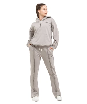 Tom Barron Damen-Trainingsanzug-Set mit Viertelreißverschluss und Logo in Oversize