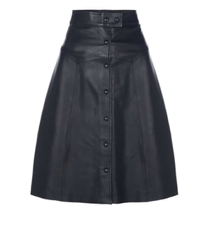 100% lamsleer; Belstaff-rots; Model: 285782 90000; Hoogwaardige afwerking; Drukknoopsluiting met acht knopen; midi-rok; Belstaff-logodetails