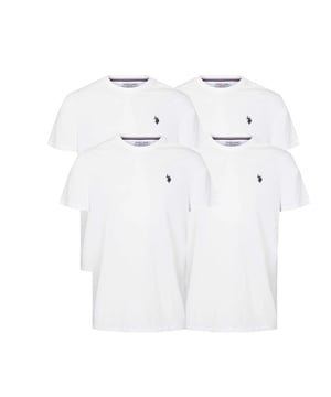 U.S. Polo Assn. 4 PACK Rundhals Ausschnitt - T-Shirt basic, Weiche und bequeme Herren-T-Shirts aus reiner Baumwolle mit Rundhals ausschnitt und Logo in Rot auf Brusthöhe