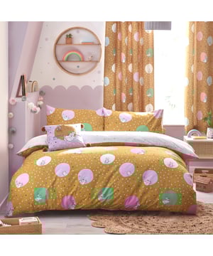 Bring an element of mischief with this playful Peter Rabbit™ Dotty duvet cover set. This colourful bedding set features sweet illustrations of Peter, on a backdrop of multicoloured spots and polka dots. The Peter Rabbit™ Dotty duvet cover set can be flipped for a more sophisticated aesthetic, giving you two looks in one!