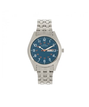 Legering behuizing; Japans quartz uurwerk; Niet-verblindend krasbestendig mineraal kristal; Logo-gegraveerde roestvrijstalen achterkant van de behuizing; Legering armband; Met logo gegraveerde roestvrijstalen drukknopsluiting; Lichtgevende wijzers; Datumweergave; Dagweergave; 41 mm kastdiameter; 5ATM waterbestendigheid;