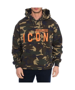 Dsquared2 hoodie.
 Ronde hals, met verstelbare capuchon met trekkoorden.
 Merkopdruk op de voorkant.
 Geribde manchetten en tailleband.
 Naden in toon zichtbaar.
 Samenstelling: 100% katoen
 Onderhoud:
Wassen op maximum temperatuur 30º.
 Strijken op lage temperatuur.
 Geen bleekmiddel gebruiken.
 Geen droger gebruiken.
 Niet chemisch reinigen.