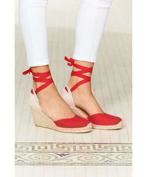 REASONS TO BUY:

Summer in shoe form
Classic espadrille with a luxe twist
Luxe ribbon tie
Wear-all-day comfortable wedge
Style with denim shorts dresses cropped trousers or midi skirts