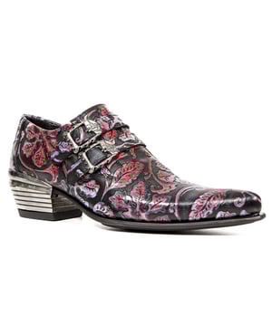 Impresionantes, sofisticados y magníficos, estos zapatos se destacan por brindar un estilo llamativo para cuando te sientes audaz y quieres hacer una declaración con tu atuendo. Un patrón floral texturizado de diseño intrincado decora toda la parte superior del zapato y le da a esta pieza un toque de color llamativo. También se introducen características metálicas para contrastar con el diseño creativo, con hebillas de metal que aparecen en las correas de cuero e inserciones de acero implementadas en el talón para una apariencia limpia. Este zapato tiene un acabado en una silueta elegante que incluye una punta puntiaguda, tacón alto y plataformas bajas para completar este zapato de vestir que seguramente agregará un toque estilístico a tu apariencia. , Altura del tacón: 6 cm, Altura de la plataforma: 1 cm, Altura de la caña: 7 cm, Cordones negros con adornos de metal, Material exterior: piel de vaca