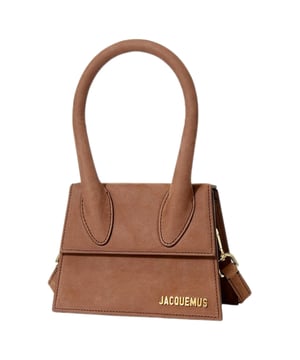 Deze tas van Jacquemus is het perfecte accessoire voor degenen die een klassiek tintje willen toevoegen aan hun dagelijkse look, Jacquemus bruine tas, gespsluiting, gemaakt in Italie, 100% leer, effen bruine tas, de Chiquito Moyen tas, kleine tas