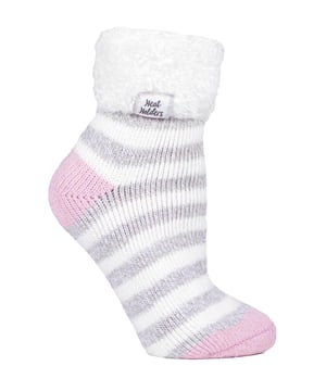 The same cosiness and warmth as the original Heat Holders thermal sock, but in a shorter ankle length. These sleep socks would make a brilliant gift whether it's for a Birthday or any other occasion. There are 3 individual styled tops to choose from, including; ribbed turn over cuff, feather turn over cuff and a feather edging. The feather turn-over cuff and feather top help by adding to the comfort and warmth of the socks. The ribbed turn over cuff adds style to the sock while providing a more rugged look than the feathers. Our advanced designed thermal yarn provides high-performance insulation against cold, with superior moisture breathing abilities and softness. Our Innovative knitting technology produces our unique, short looped cushion pile to hold in more warm air, increasing the warmth. Our expert brushing process maximises the amount of warm air held inside each sock for unbelievable total warmth and all-day comfort. These socks are a 1 pair pack and are available in 6 colours and styles. They are available in sizes 4-8 UK / 37-42 EU / 5-9 US and are made from mixes of acrylic. polyester, nylon and elastane. They are Machine Washable.