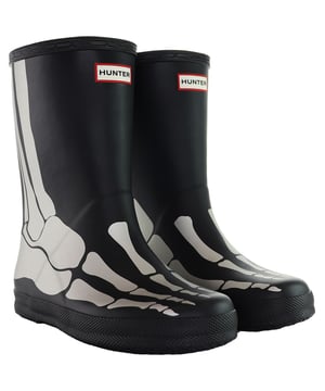 Hunter First Reflective Kids Black Wellington Boots â€“ a perfect blend of safety, style, and durability for the youngest adventurers. Designed with little ones in mind, these boots not only keep their feet dry on rainy days but also add a playful touch with reflective detailing. Here's a detailed description highlighting the key features of these boots:

 Child-Friendly Design:  The Hunter First Reflective Kids Boots are crafted with the comfort and safety of little feet in mind. The design is specifically tailored for children, providing an easy-to-wear, lightweight, and flexible fit.

 Reflective Detailing:  Safety meets style with the reflective detailing on these boots. The black surface comes to life when exposed to light, ensuring enhanced visibility in low-light conditions. This feature adds an extra layer of protection, making your child more visible during evening walks or gloomy weather.

 Waterproof Protection:  Let your little ones splash and play without worry. These Wellington boots are constructed with high-quality, waterproof materials, keeping their feet dry and comfortable in rain or puddles. The durable design ensures long-lasting performance, even with active play.

 Easy On and Off:  The pull-on style with a convenient pull tab makes these boots easy for kids to put on and take off independently. Say goodbye to struggles with laces or complicated closures â€“ these boots are designed for hassle-free wear, promoting independence for young adventurers.

 Comfortable Lining:  The interior of the boots is lined for added comfort during extended wear. The soft lining helps keep little feet cozy, making these boots a reliable choice for all-day adventures, whether it's a walk in the park or exploring nature trails.

 Durable Construction:  Built to withstand the energy and enthusiasm of active kids, these boots feature a sturdy construction that can handle rough and tumble play. The high-quality rubber material ensures durability, making them a reliable companion for various outdoor activities.

 Grip and Stability:  The treaded outsole provides excellent grip and stability on different surfaces, ensuring that your child can confidently explore various terrains without slipping. Whether it's wet grass, mud, or pavement, these boots offer reliable traction.

 Easy to Clean:  Parents will appreciate the easy maintenance of these boots. The smooth surface allows for quick and simple cleaning â€“ just wipe off any dirt or mud, and they're ready for the next adventure.

Equip your little explorer with the Hunter First Reflective Kids Black Wellington Boots â€“ where safety and style come together to create a footwear experience that both kids and parents will love. Let them step out in confidence, ready for whatever outdoor fun comes their way.