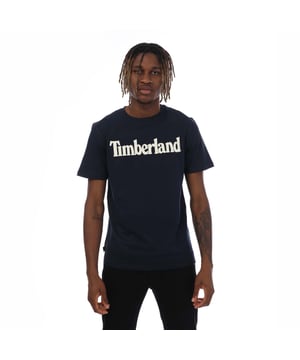 Heren Timberland Northwood Wordmark Logo T-shirt in marineblauw. - Ronde hals. - Korte mouwen. - Logo op de borst. - Regular fit. - 100% Katoen. - Ref: A2BRN4331