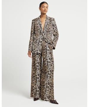 Leopard print, Wide leg, Side slip pockets, Concealed fastening