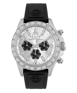 This Philipp Plein Nobile Racing Chronograph Watch for Men is the perfect timepiece to wear or to gift. It's Silver 43 mm Round case combined with the comfortable Black Silicone watch band will ensure you enjoy this stunning timepiece without any compromise. Operated by a high quality Quartz movement and water resistant to 5 bars, your watch will keep ticking.