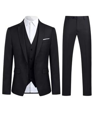 [Materialpflege] HOCHWERTIGES MATERIAL – 70 % Polyester, 30 % Viskose. Es ist bequem, atmungsaktiv, weicher, glatter, leichter zu waschen und behält seine Form. 94 % Polyester und 4 % Viskose für die Innenseite. Es atmet frei und nimmt Schweiß auf. WASCHEN – Chemische Reinigung wird empfohlen; Handwäsche ist möglich, jedoch mit kaltem Wasser. [Stildesign] SLIM FIT – Dieser Anzug hat ein spitzes Reversdesign und einen kleinen Schnitt mit 3D-Drapierung. Spitzes Revers, vier Knöpfe am Ärmel, Knopfverschluss. Flache, lockere Hose vorne mit verlängertem Hüftgurt und schrägen Seitentaschen. Slim-Fit-Anzüge sind etwas enger als Anzüge mit normaler Passform. Wenn Sie sie anziehen, machen sie Sie kleiner und schärfer. Und sehen modern und gut aus. VIELSEITIGER ANLASS – Er eignet sich für viele Anlässe, wie Hochzeiten, das tägliche Leben, Geschäftstreffen, modische Partys, jeden großen Feiertag usw. Er ist auch perfekt für junge Männer, die sich auf die Heimkehr vorbereiten und zur Schule zurückkehren. [Paket] 1 * Blazer + 1 * Hose + 1 * Weste