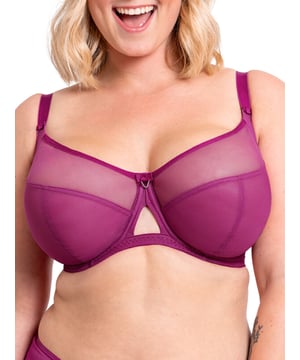 Curvy Kate Victory Balcony Bra. With side support, double-layered mesh sheer cup and four section design for uplift and forward projection. The product is recommended for hand wash only.
