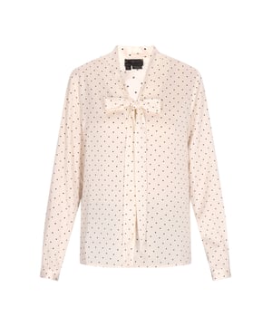Lassen Sie sich vom zeitlosen Charme dieser schicken Webbluse mit verspielten Punkten verzaubern. Der elegante V-Ausschnitt und das bezaubernde Schleifendetail sorgen für einen eleganten Look, während die Knöpfe an den Manschetten für ein klassisches Flair sorgen. Mit seinen langen Ärmeln ist dieses stilvolle Stück perfekt für jeden Anlass und sorgt dafür, dass Sie sich jedes Mal, wenn Sie es tragen, fabelhaft fühlen.  Bluse