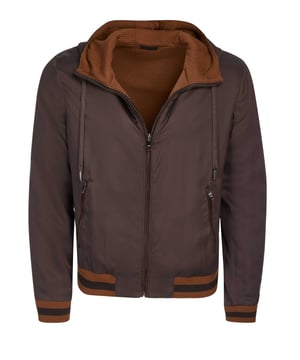 100% zijde; Omkeerbaar Dolce & Gabbana-jack;  Model: G9PQ8T FU1NY 48;  Hoogwaardige zijde;  ritssluiting, capuchon;  Twee zakken aan elke kant;  Zijden voering;  Dolce & Gabbana-logodetails