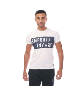 Mens Emporio Armani Crewneck T- Shirt in white navy.- Round collar.- Short sleeves.- Printed bold logo.- Regular fit.- 100% Cotton.- Ref: 21181847605810