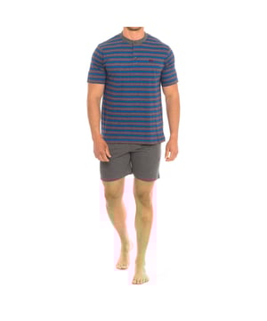 Short-sleeved pajamas and shorts.
 Round neckline with ribbed finish.
 Adjustable elastic waistband.
 One open back pocket.
 Seams seen in tone.
 Composition: 100% cotton
 Care:
Wash at maximum temperature 30º.
 Dry at low temperature.
 Do not use bleach.
 Do not iron.
 Do not dry clean.