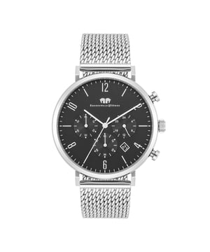 The premium men's watch from the Rhodenwald & Sons manufacture combines the design of sporty chronographs with the simple elegance of a dresswatch. The popular functions of 24-hour display, stopwatch and date are integrated into a puristic dial with tricompax arrangement-an ideal companion not only in the office, but also in leisure time, for a suit and jeans. The model convinces with a durable stainless steel housing, slim stickers and a precise and durable quartz train. A special highlight is the filigree mesh look of the Milanaise bracelet made of stainless steel.