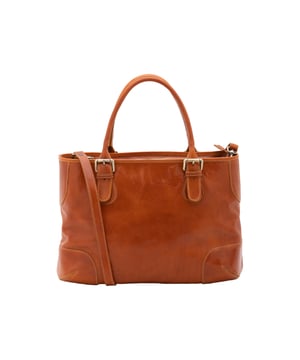 Damen-Umhängetasche mit Reißverschluss. zwei Innentaschen mit Reißverschluss. fehlende Außentaschen. abnehmbarer Schultergurt aus Leder. im Ledergriff. zwei Innenfächer.  Außenmaterial. Innen mit Baumwolle gefüttert. Maße: 28x43x16 cm. Hergestellt in Italien