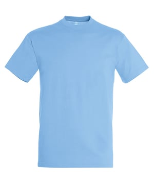 Geklebter Nacken. Gerippter Halsausschnitt. Schlauchförmiger Körper. Zwillingsnadel-Nähte. Stoffgewicht: 150 g/m². Material: 100% halbgekämmte Baumwolle. Brustumfang (Passform): XS(35/36), S(36/38), M(38/40), L(41/42), XL(43/44), XXL(45/47), 3XL(47/49), 4XL(50/52).