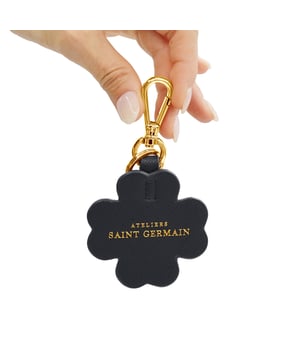 Key Ring - Handbag jewel "CLOVER" - 2 broken rings, 1 snap hook - Gold finishing