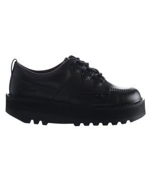 Kickers Lo Creppy Lace-Up Black Smooth Leather Womens Shoes 1 15881