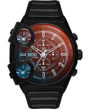Dit Diesel Heren horloge beschikt over een Quartz binnenwerk. De kast (52 mm mm) is vervaardigd uit RVS (Zwart) en heeft een Mineraalglas. De band is Zwart Siliconen. Dit horloge uit de Diesel Sideshow reeks is een mooi en tijdloos geschenk. Verras jezelf of iemand anders met dit cadeau. Bovendien geniet u hierbij van 2 jaar garantie tegen alle fabricagefouten.