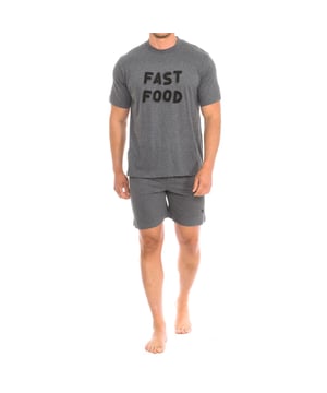 Short-sleeved pajamas and shorts.
 Round neckline with ribbed finish.
 Adjustable elastic waistband.
 One open back pocket.
 Seams seen in tone.
 Composition: 100% cotton
 Care:
Wash at maximum temperature 30º.
 Dry at low temperature.
 Do not use bleach.
 Do not iron.
 Do not dry clean.