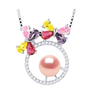 Collar - Ronda de perlas de agua dulce 8-9 mm - Mutlicolores óxidos de séquito - Cadena de caja Rhodium 925 milésimas de longitud: 42 cm - Entregado en un caso con un certificado de autenticidad y una garantía internacional: todas nuestras joyas se hacen en Francia.