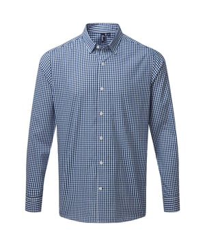 65% Polyester, 35% Katoen. Stof: Garengeverfd. Ontwerp: Geruit, Gingham. Halslijn: Knoopsluiting, smalle kraag. Sluiting: Knoopsluiting. Manchet: Geknoopt. Mouwtype: Met lange mouwen. Stoftechnologie: Duurzaam. Rugstuk, Easy-Care, Mouwbeschermer. Geschikt voor: Semi-Fitted. 110gsm. Duurzaamheid: Amfori, BSCI, REACH, Sedex, WRAP Gecertificeerd.