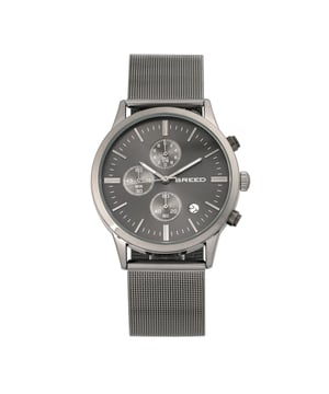 Polished Alloy Case; Precision Japanese Quartz Movement; Full-Function Chronograph; Non-Glare Scratch Resistant Mineral Crystal; Logo-Engraved Stainless Steel Caseback; Alloy Mesh Bracelet ; Logo-Engraved Box With Tongue And Safety Clasp; Luminous Hands; Date Display; 42mm Case Diameter; 5ATM Water Resistance;