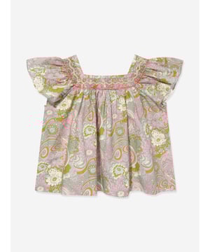 Bonpoint depict whimsical portraits in their beautifully crafted French designs. This girls Clair short sleeve t-shirt is a captivating choice. Crafted in light purple cotton showcasing a colourful floral pattern, embroidery on the front, wide short sleeves and a straight hem. 100% Cotton