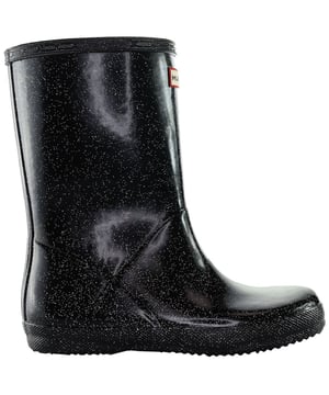 Introducing the Hunter First Classic Starcloud Kids Black Boots—a stylish and practical choice for young adventurers. Designed by the renowned brand Hunter, these boots combine functionality with a touch of celestial flair. Let's explore the key features of the Hunter First Classic Starcloud Kids Black Boots:

 Classic Design:  The boots feature the classic design that Hunter is known for, with a tall shaft for optimal coverage and protection. This design ensures that little feet stay dry and comfortable, making these boots suitable for various weather conditions.

 Starcloud Print:  Adding a playful and whimsical touch, the Starcloud print on these boots features celestial elements like stars. This design not only enhances the aesthetic appeal but also captures the imagination of young wearers.

 Waterproof Construction:  Hunter is renowned for its waterproof boots, and the First Classic Starcloud Kids Boots are no exception. The waterproof construction ensures that little feet stay dry during rainy days, making them perfect for puddle-jumping adventures.

 Durable Material:  Crafted from high-quality materials, these boots are designed to withstand the activities of active kids. The durable construction ensures longevity, making them a reliable choice for everyday wear.

 Easy On and Off:  The boots are designed with little ones in mind, featuring an easy-on design. This makes them convenient for kids to put on and take off independently, promoting a sense of autonomy.

 Comfortable Lining:  The boots are likely to have a comfortable lining, providing a cozy and snug fit. This feature ensures that young adventurers can enjoy their outdoor activities in comfort.

 Grippy Outsole:  The sturdy outsole provides reliable traction, reducing the risk of slips and falls. This is particularly important for kids who love to explore various terrains.

 Iconic Hunter Logo:  The iconic Hunter logo is likely featured on the front or side of the boots, showcasing the brand's commitment to quality and style. The logo adds a touch of authenticity to these playful and functional boots.

 Available in Kids' Sizes:  The Hunter First Classic Starcloud Boots are available in a range of kids' sizes, ensuring a proper and comfortable fit as children grow.