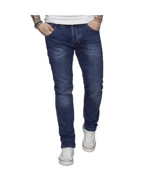  ETO Mens Tapered fit Stretch Jeans for Casual and Work Wear, Button Fly Fastening, Contrast Stitching, Branded Buttons and Rivets, Front Pockets Are Secured with Rivets, 5-Pocket Design, 98% Cotton, 2% Spandex, Machine washable (See Tags) .