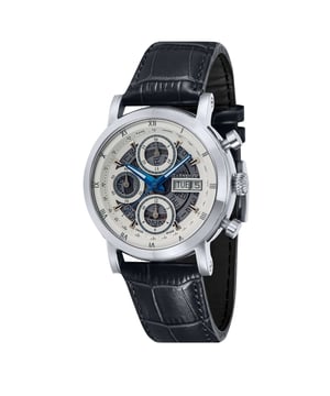 COLLECTION : LONGCASEMODEL : ES-0033-01MOVEMENT : Swiss Automatic Chronograph with Day and Date CASE MATERIAL : Stainless SteelCASE DIAMETER (mm) : 43CASE THICKNESS (mm) : 15.5CASE SHAPE : RoundCASE COLOR : Stainless SteelDIAL COLOR : WhiteBAND : Genuine Leather StrapBAND COLOR : Black BUCKLE : Strap BuckleBAND WIDTH (mm) : 22-20WATER RESISTANCE : 5 ATMWATCH WEIGHT (g) : 120WARRANTY : 2 Years International