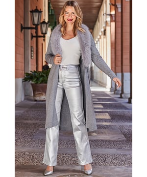 Minimum effort, maximum impact Made from soft stretch denim with a shimmering metallic finish Flattering slim wide-leg cut elongates your silhouette Designed to sit high on the waist Go all-out with an embellished top Dress them down with a chunky knit and boots Inside leg to fit: Short 29" | Regular 31" | Long 33"