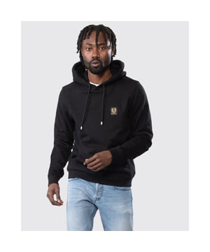 Belstaff Patch Logo Black Hoodie. Stay warm and stylish in the Belstaff Black Hoodie. This luxurious Mens hoodie showcases the branded badge on the left Chest. Don't sacrifice style for comfort - make a statement!. Brand Patch Logo on Left Chest, 100% Cotton. Hooded Jumper, Elasticated Waistband and Sleeves. Pull-Over, Drawstring Pull, Black Hoodie, Made In Turkey. Style Code: Belstaff Black Hoodie
