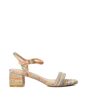 Update your warm-weather looks with our colourful Maude sandals. De-signed in our signature rainbow print with an adjustable ankle strap they rest on a comfortable block heel.