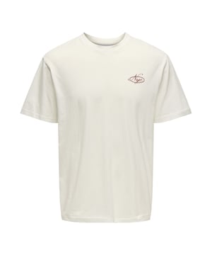 Dieses Kurzarm-T-Shirt in lockerer Passform vereint entspannten Stil mit einem patriotischen Touch. Der klassische Rundhalsausschnitt und der abgerundete Saum sorgen für eine lässige Silhouette, während die weit überschnittenen Schultern zusätzlichen Komfort bieten. Der kleine Frontprint sowie der auffällige große Backprint sind mit amerikanischen Elementen und Textelementen gestaltet, die dem Shirt einen markanten Look verleihen. Ein gewebtes Label rundet das Design ab. Dank des weichen Materials bietet das T-Shirt hohen Tragekomfort für jeden Tag.